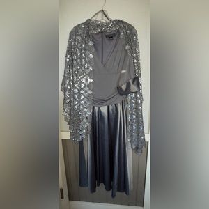 Jessica Howard Evening Gown with Sequined Shawl